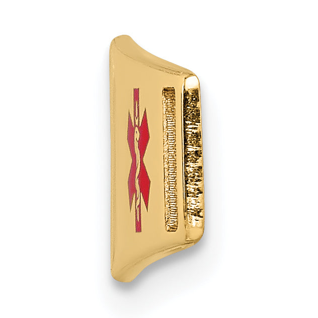 14K 36x9mm Off-Center Red Epoxy Enameled Soft Diamond Shape Medical ID Plate # 818