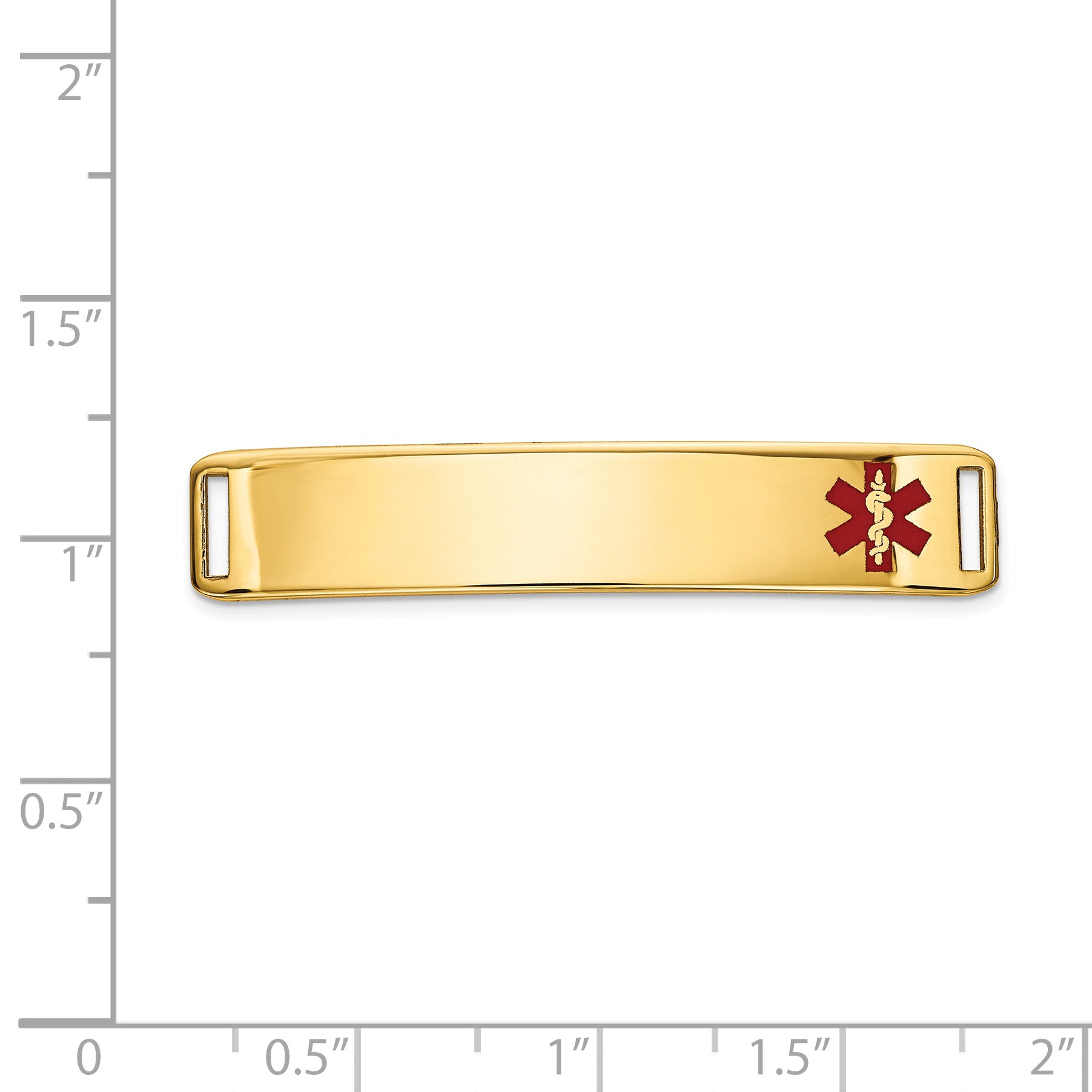 14K 38x8mm Off-Center Red Epoxy Enameled Medical ID Plate # 819