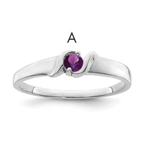 Sterling Silver Rhodium-plated Synthetic 1 Stone Mother's Ring