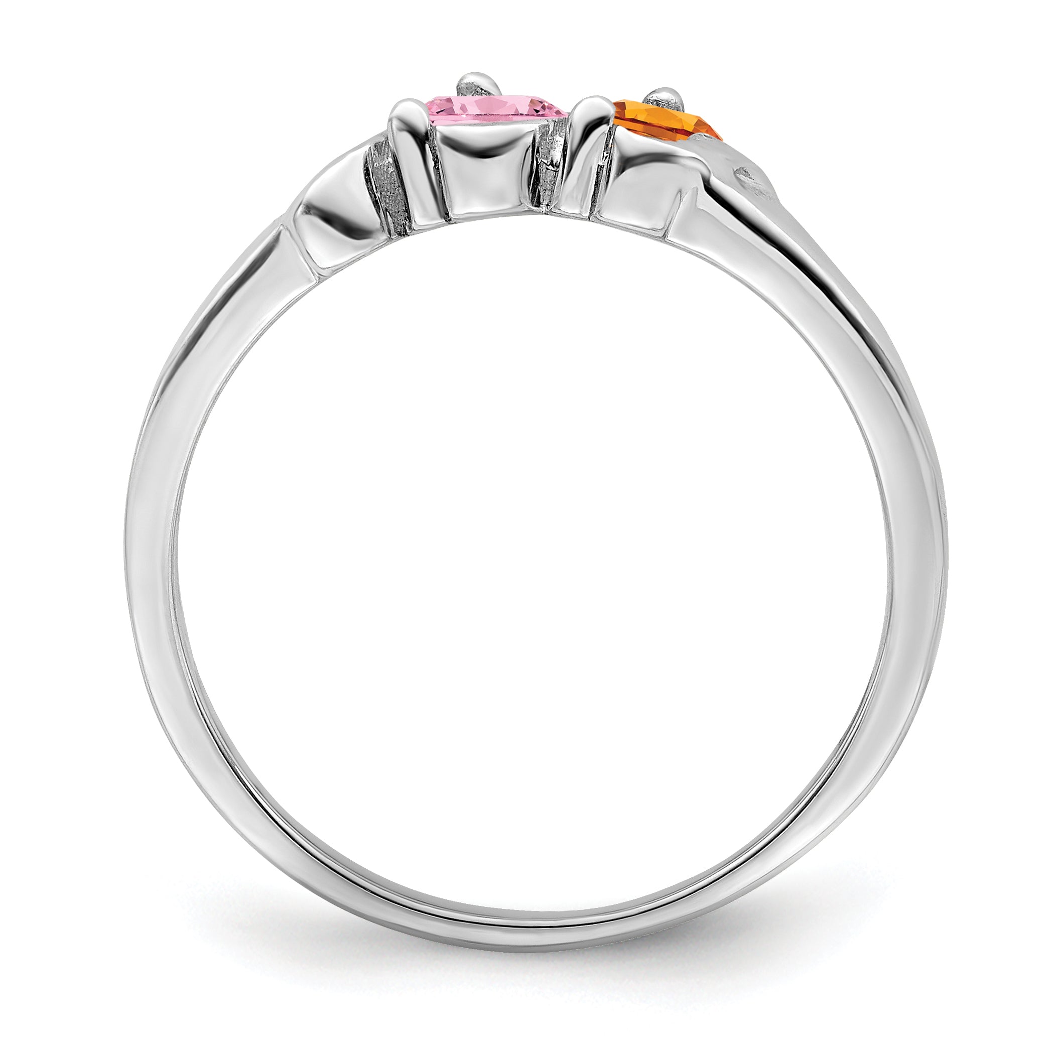 Sterling Silver Rhodium-plated Synthetic 2 Stone Mother's Ring