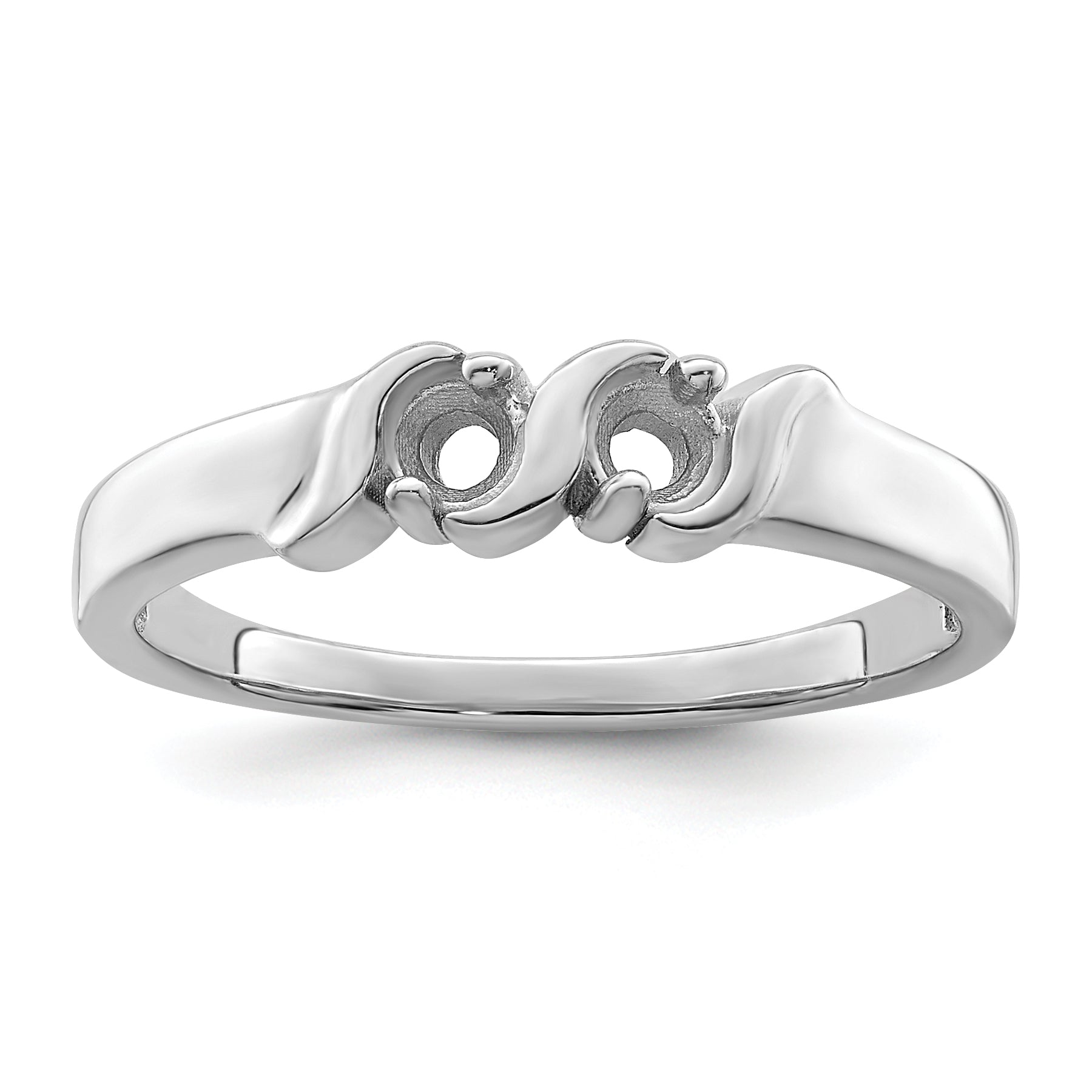 Sterling Silver Rhodium-plated Synthetic 2 Stone Mother's Ring