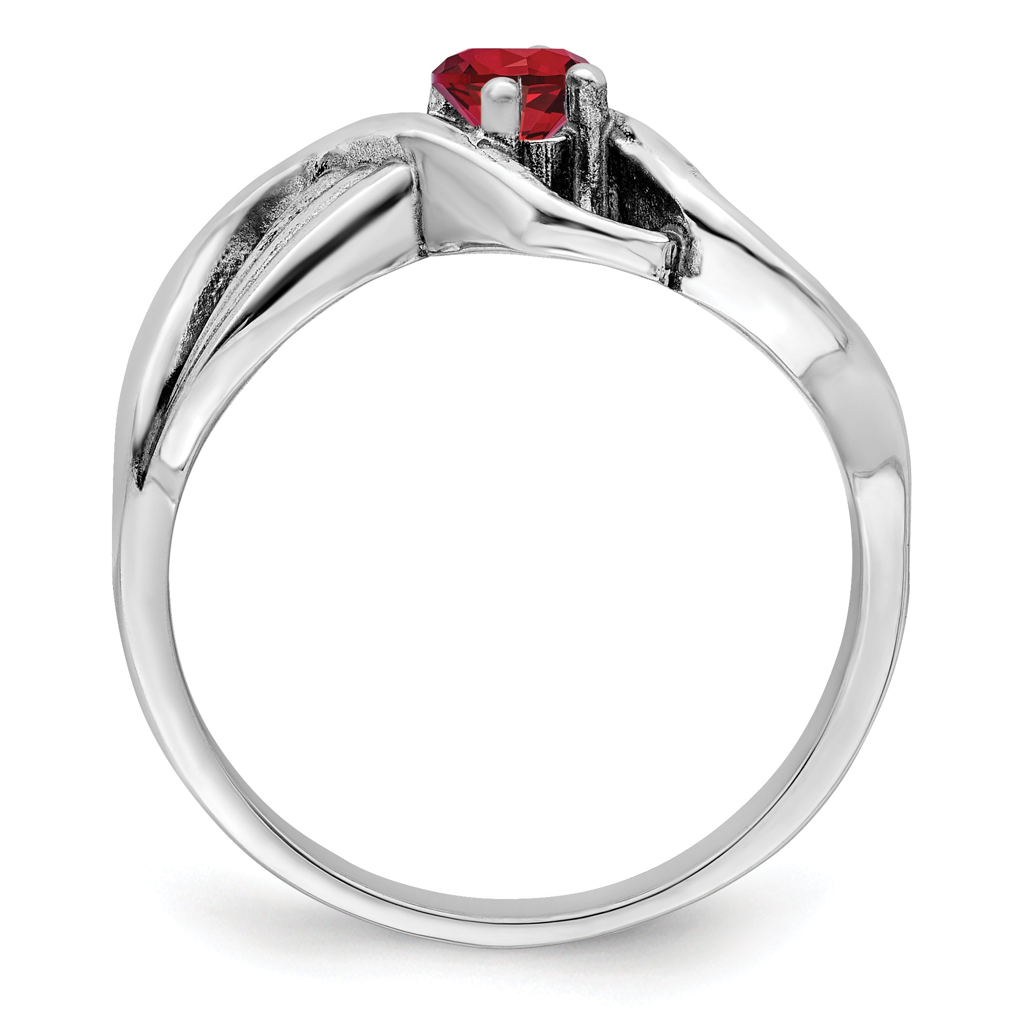 Sterling Silver Rhodium-plated Synthetic 1 Stone Mother's Ring