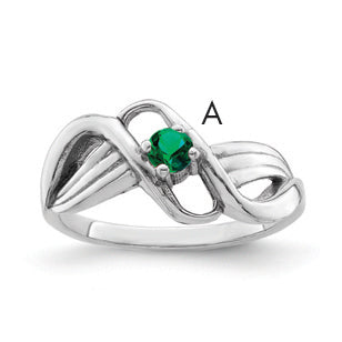 Sterling Silver Rhodium-plated Synthetic 1 Stone Mother's Ring