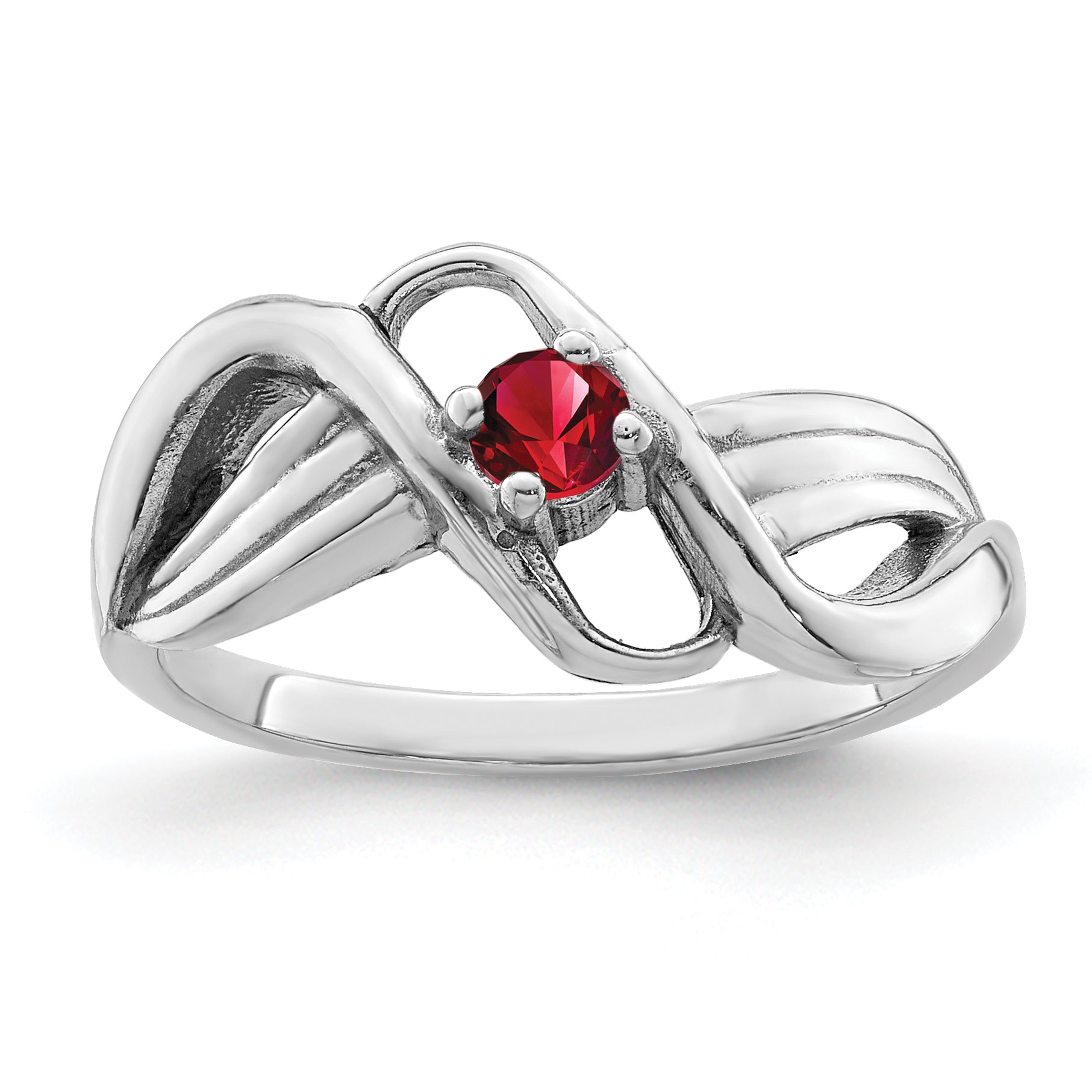 Sterling Silver Rhodium-plated Synthetic 1 Stone Mother's Ring
