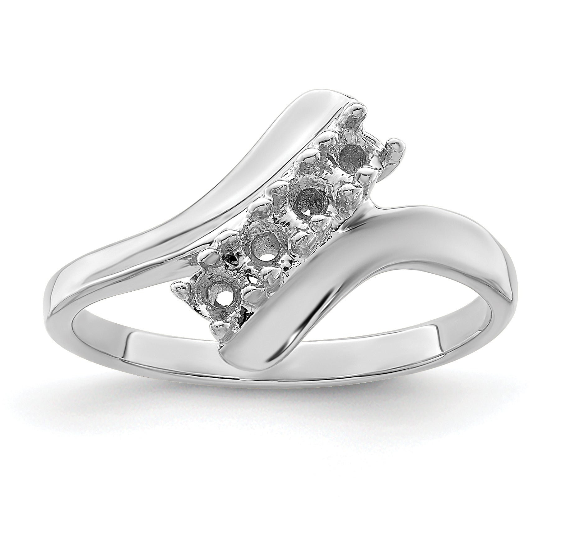Sterling Silver Rhodium-plated Synthetic 4 Stone Mother's Ring