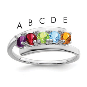 Sterling Silver Rhodium-plated Family Jewelry Ring