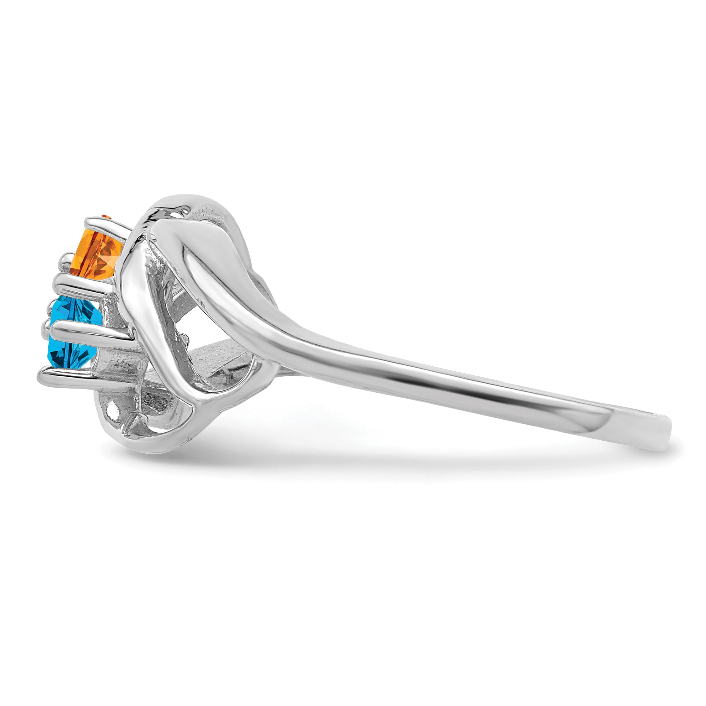 Sterling Silver Rhodium-plated Synthetic 2 Stone Mother's Ring