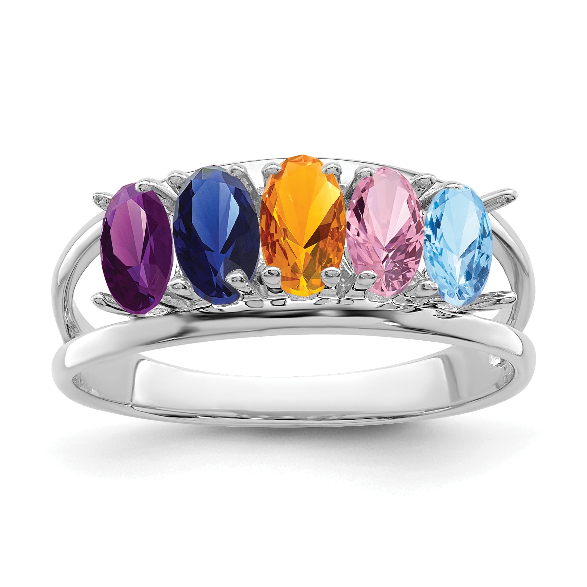 Sterling Silver Rhodium-plated Family Jewelry Ring
