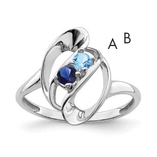 Sterling Silver Rhodium-plated Synthetic 2 Stone Mother's Ring