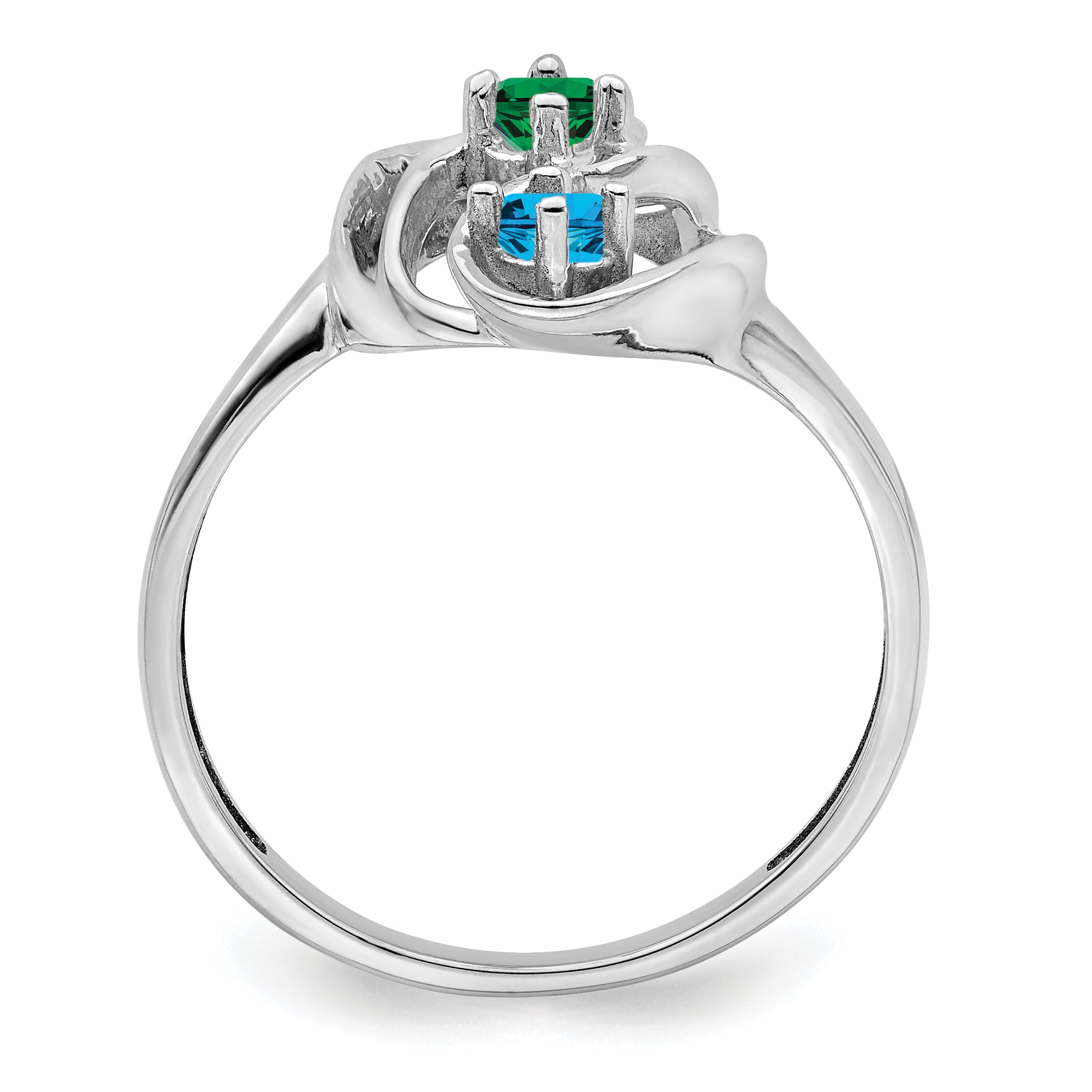 Sterling Silver Rhodium-plated Synthetic 3 Stone Mother's Ring