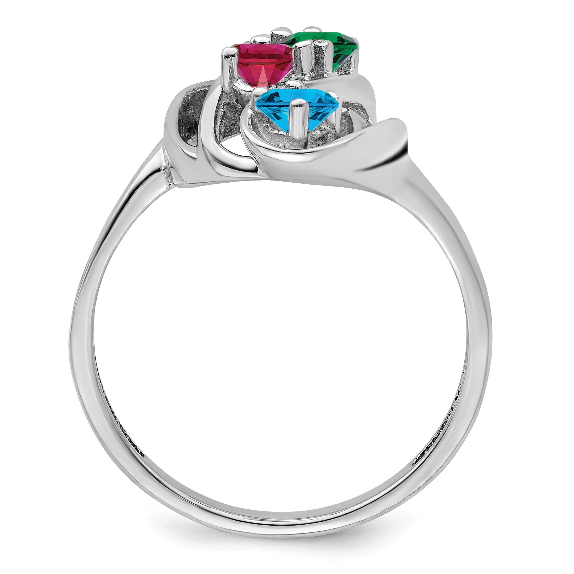 Sterling Silver Rhodium-plated Synthetic 4 Stone Mother's Ring