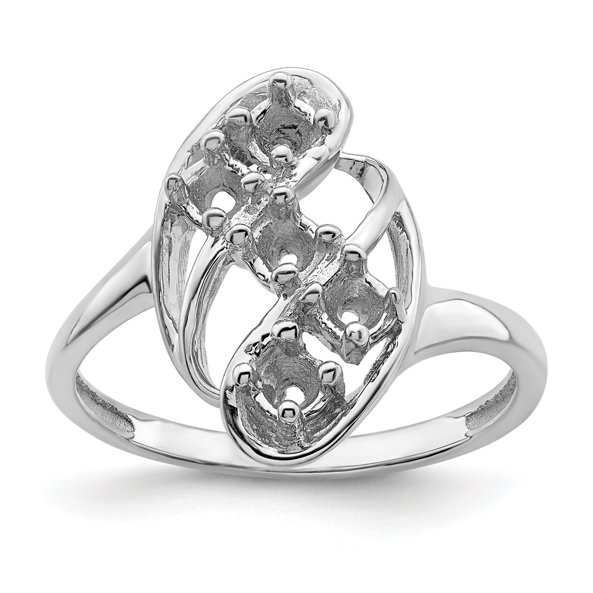 Sterling Silver Rhodium-plated Synthetic 5 Stone Mother's Ring