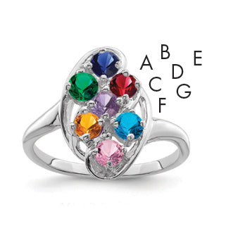 Sterling Silver Rhodium-plated Family Jewelry Ring