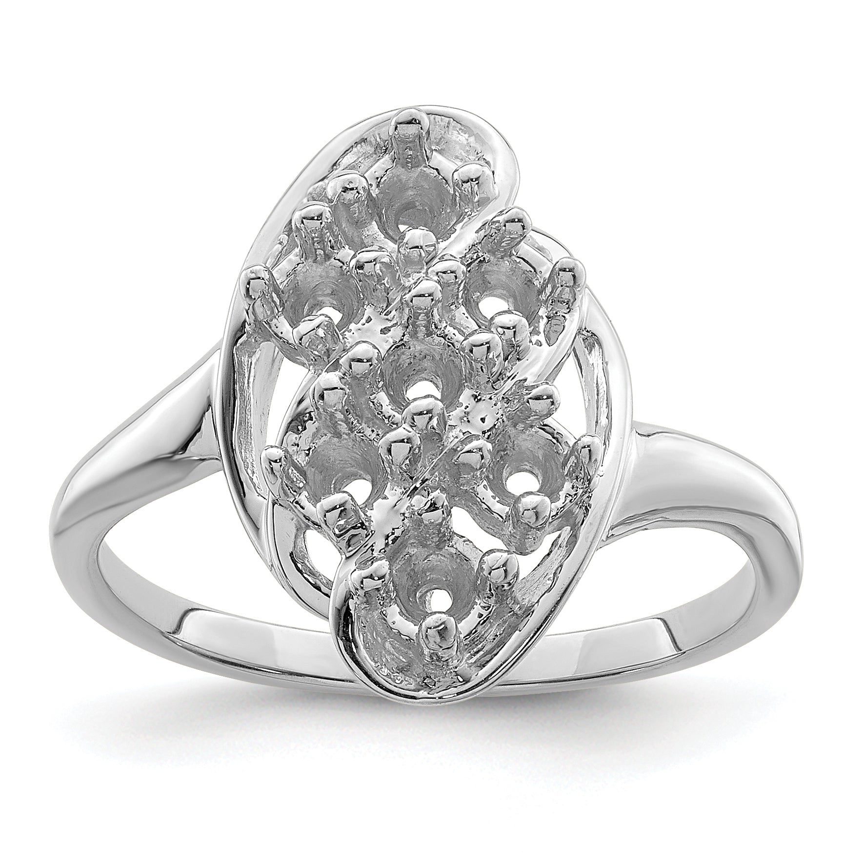 Sterling Silver Rhodium-plated Family Jewelry Mounting
