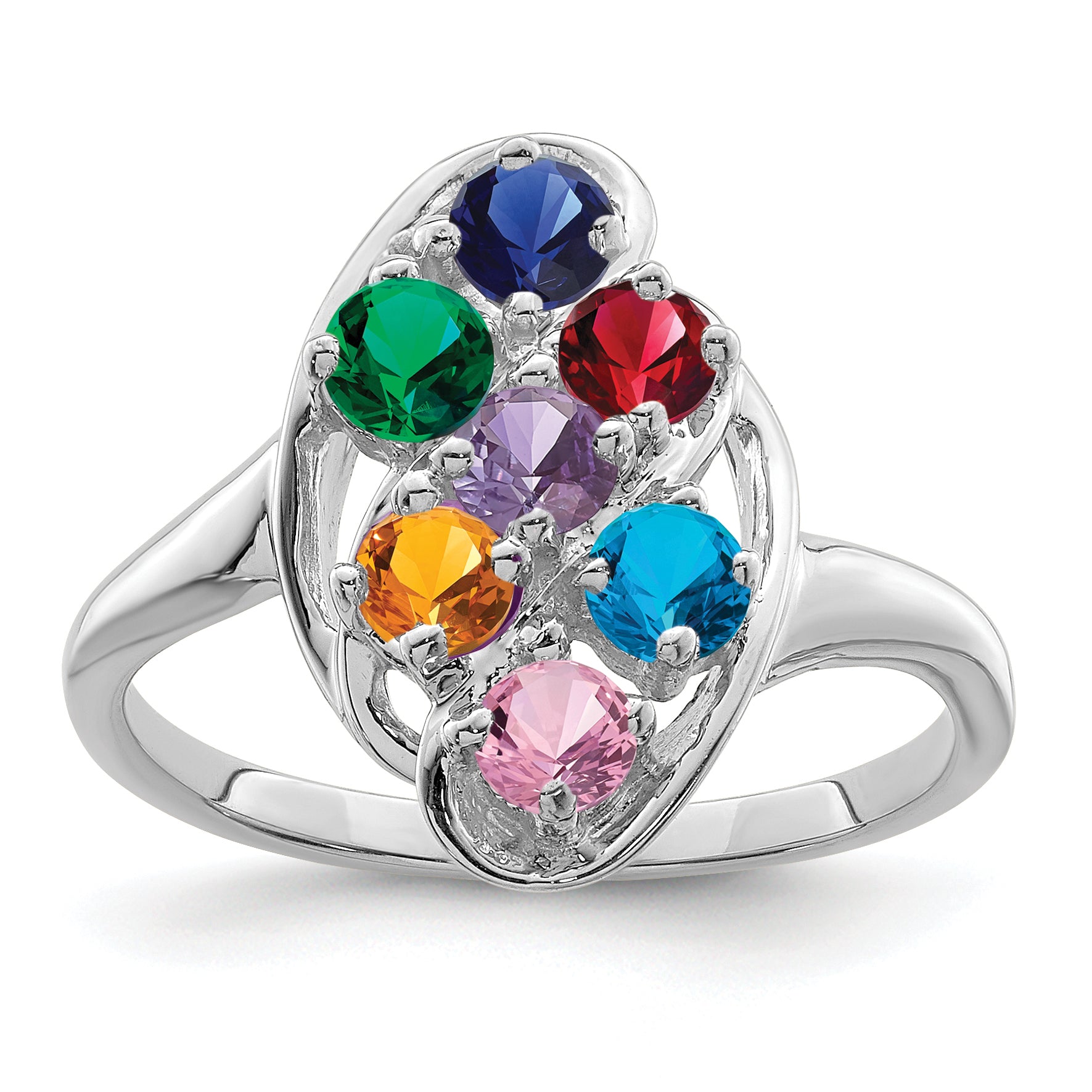 Sterling Silver Rhodium-plated Family Jewelry Ring