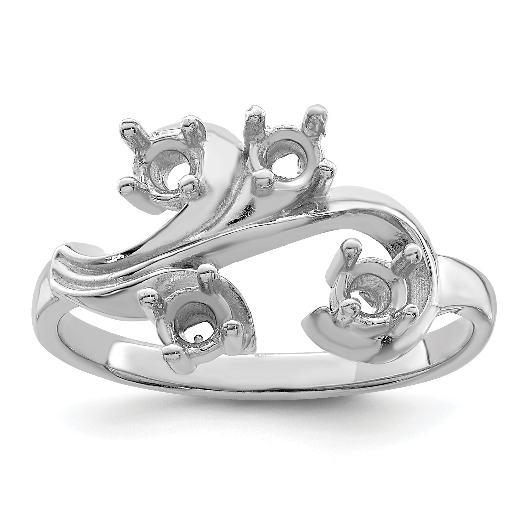 Sterling Silver Rhodium-plated Synthetic 4 Stone Mother's Ring