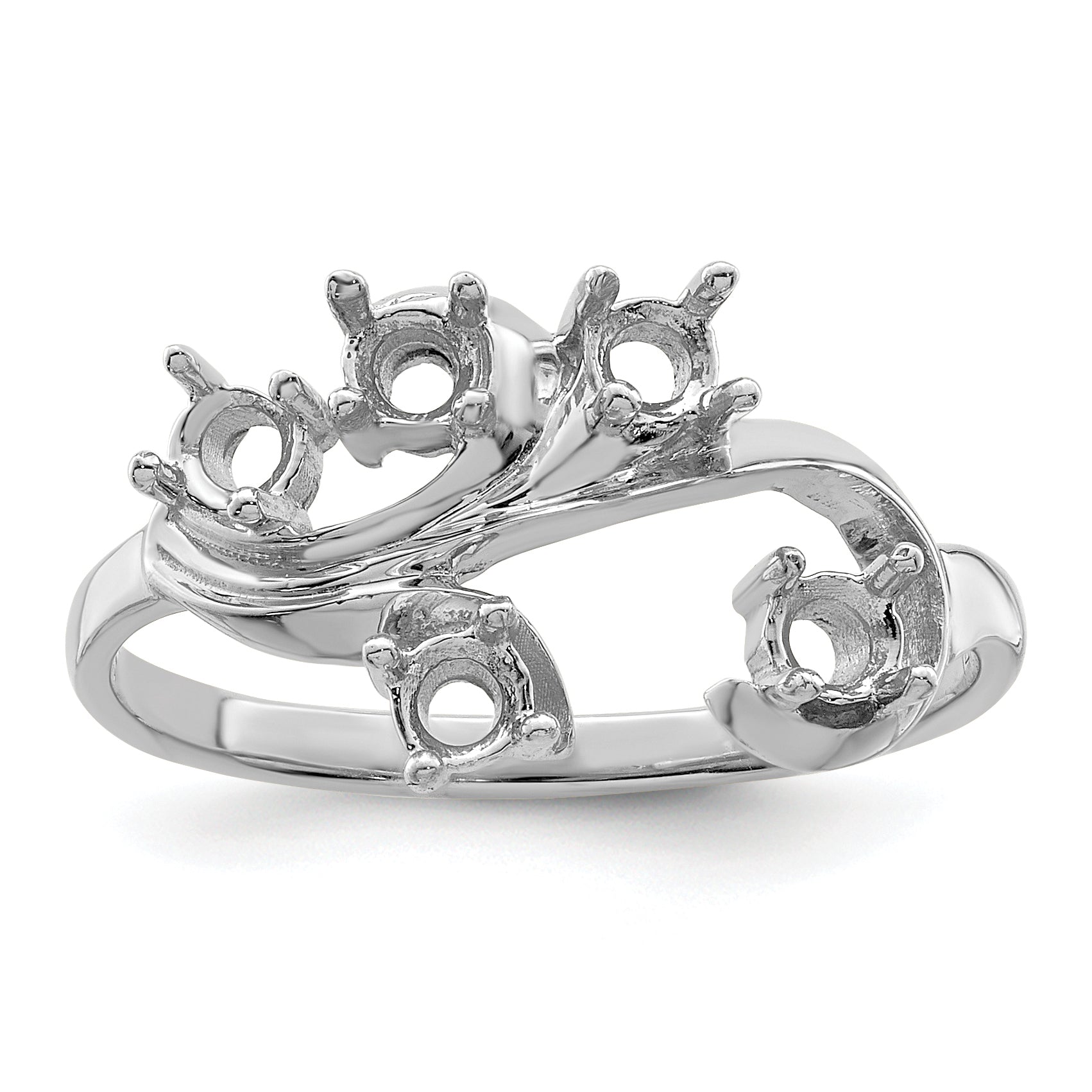 Sterling Silver Rhodium-plated Synthetic 5 Stone Mother's Ring