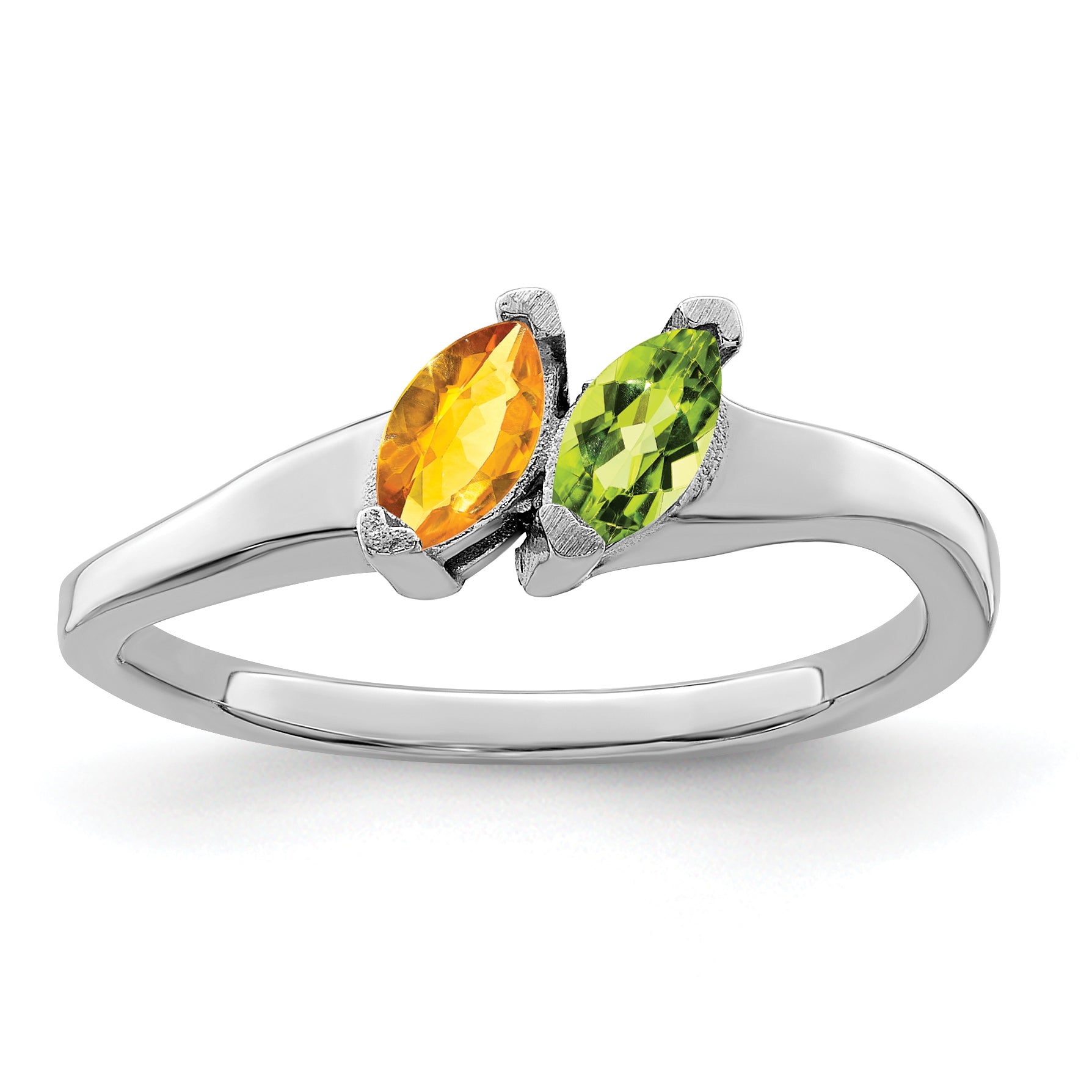 Sterling Silver Rhodium-plated Synthetic 2 Stone Mother's Ring