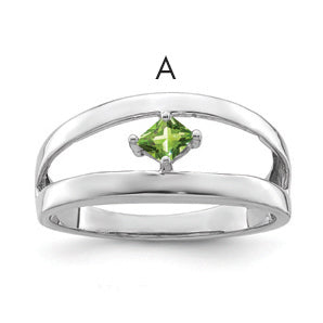 Sterling Silver Rhodium-plated Synthetic Single Stone Mother's Ring