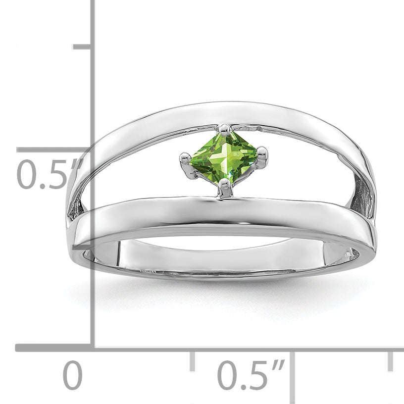 Sterling Silver Rhodium-plated Synthetic Single Stone Mother's Ring