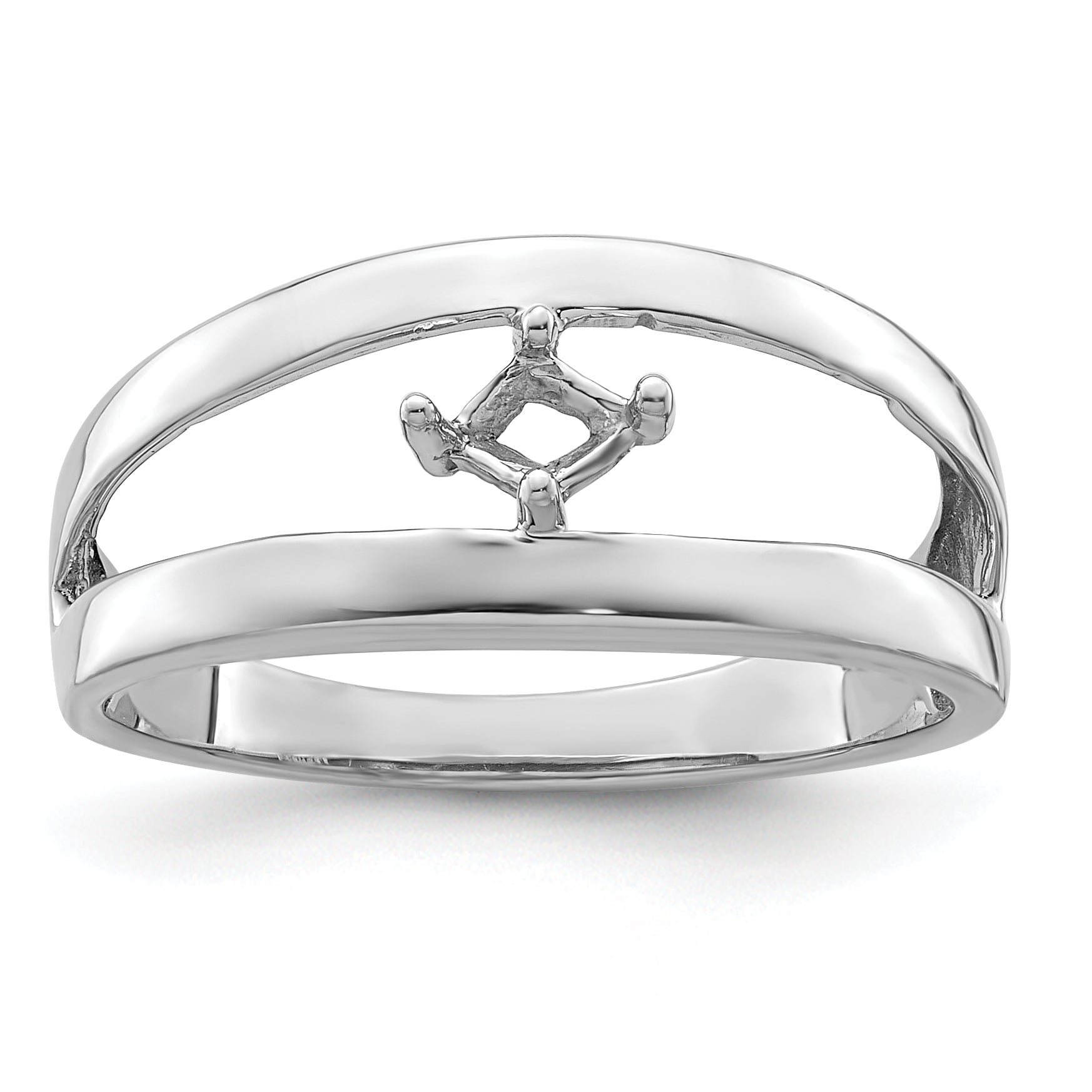 Sterling Silver Rhodium-plated Synthetic Single Stone Mother's Ring