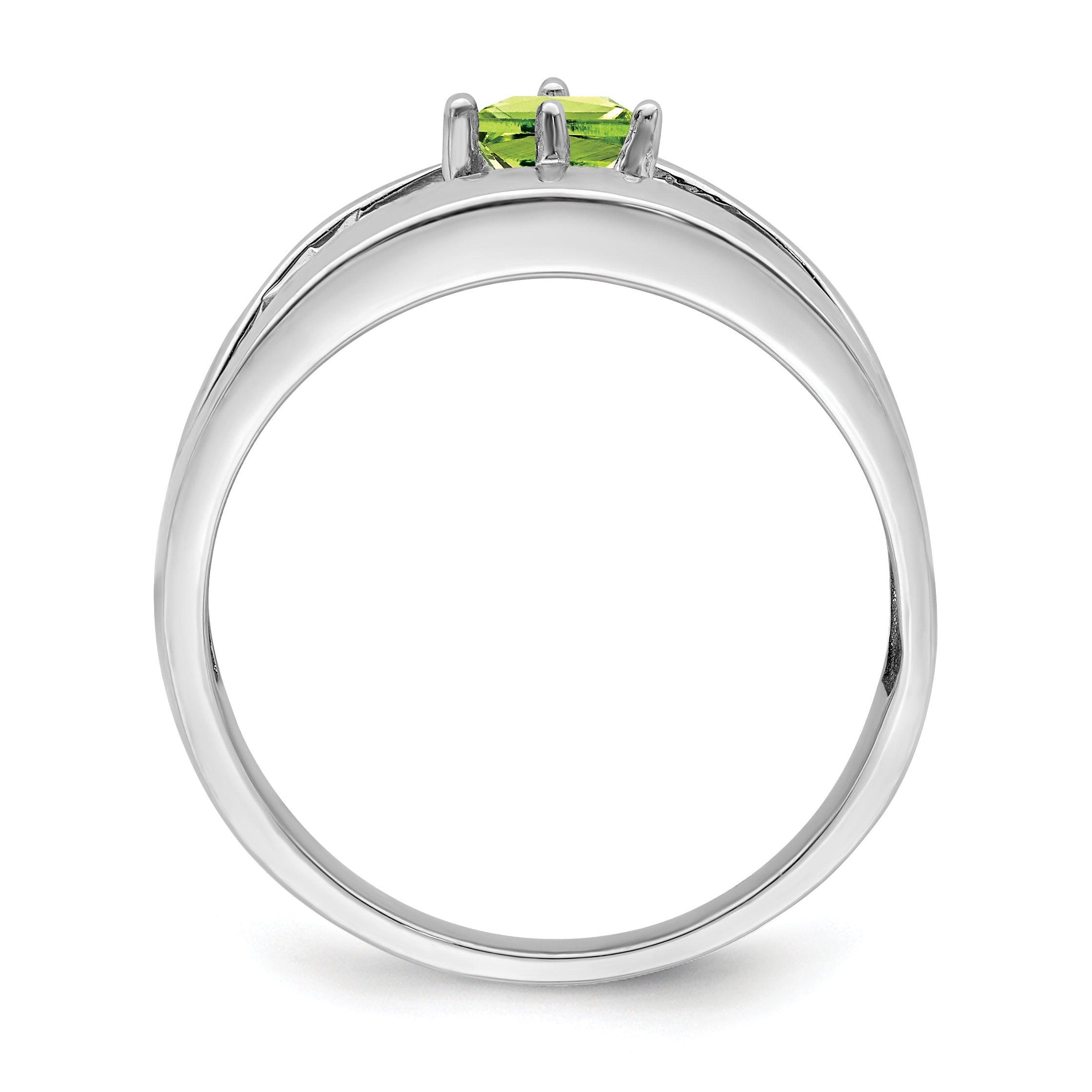 Sterling Silver Rhodium-plated Synthetic Single Stone Mother's Ring