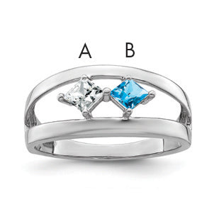 Sterling Silver Rhodium-plated Synthetic Family Jewelry Ring