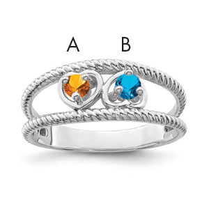 Sterling Silver Rhodium-plated Synthetic Family Jewelry Ring