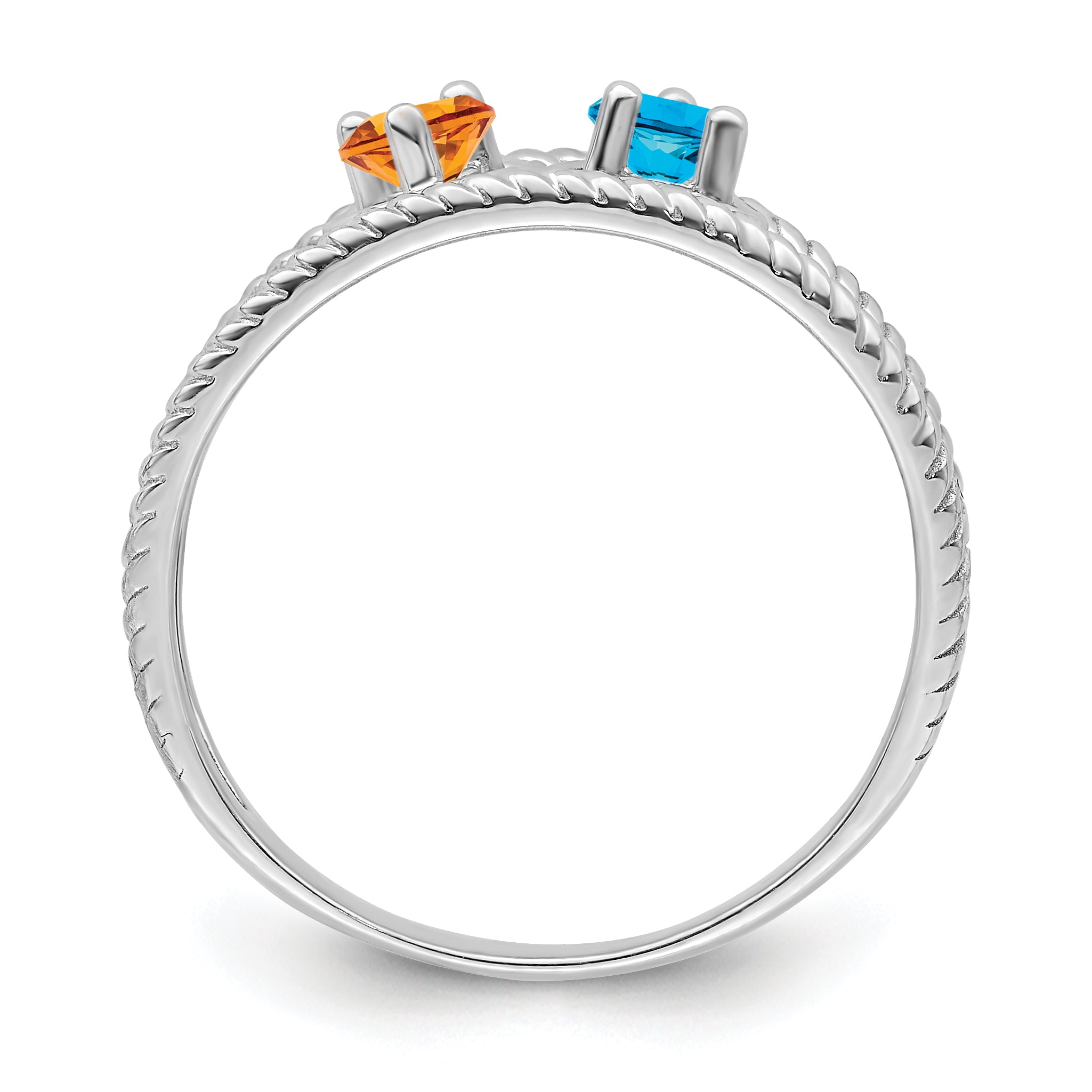 Sterling Silver Rhodium-plated Synthetic Family Jewelry Ring