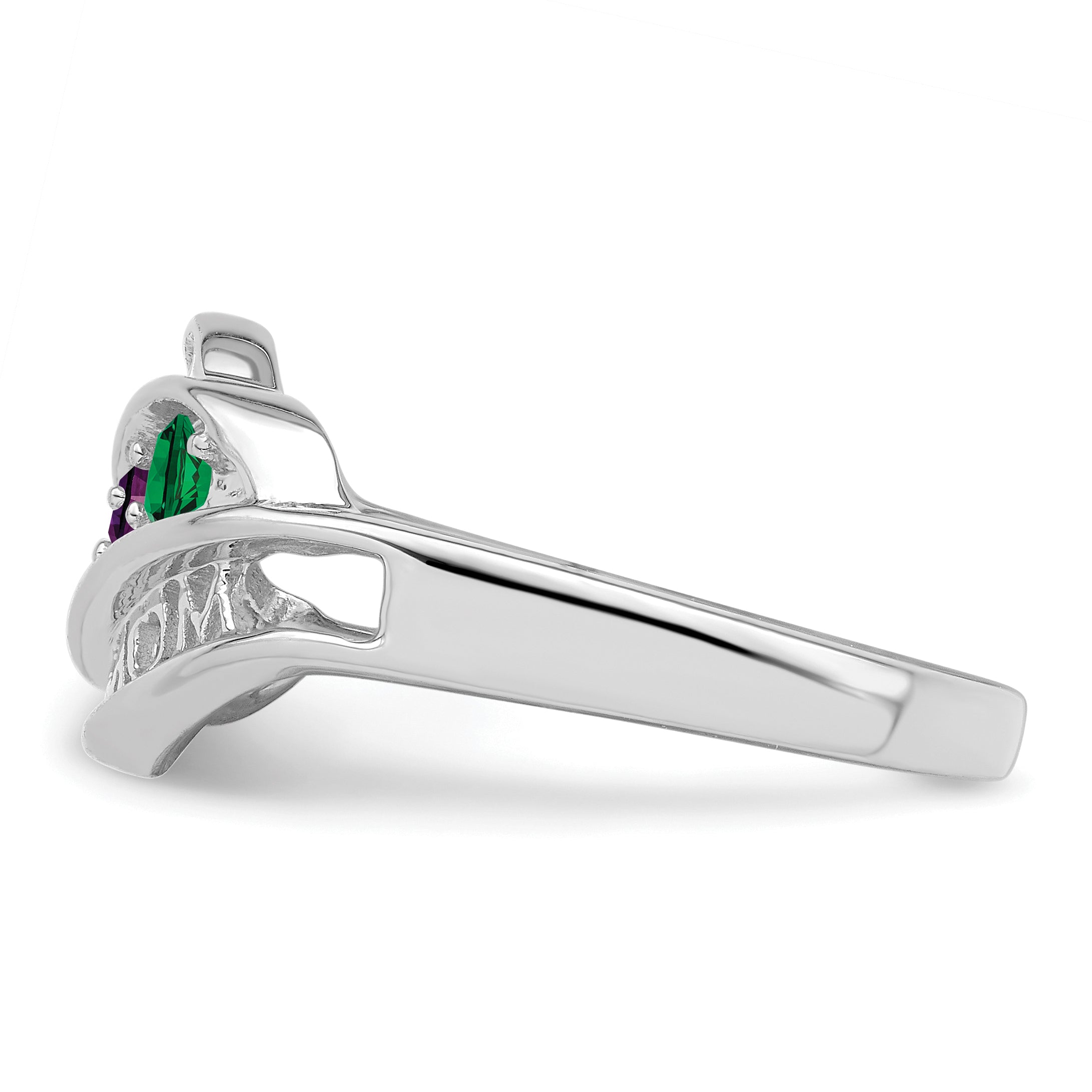 Sterling Silver Rhodium-plated Synthetic Family Jewelry Ring