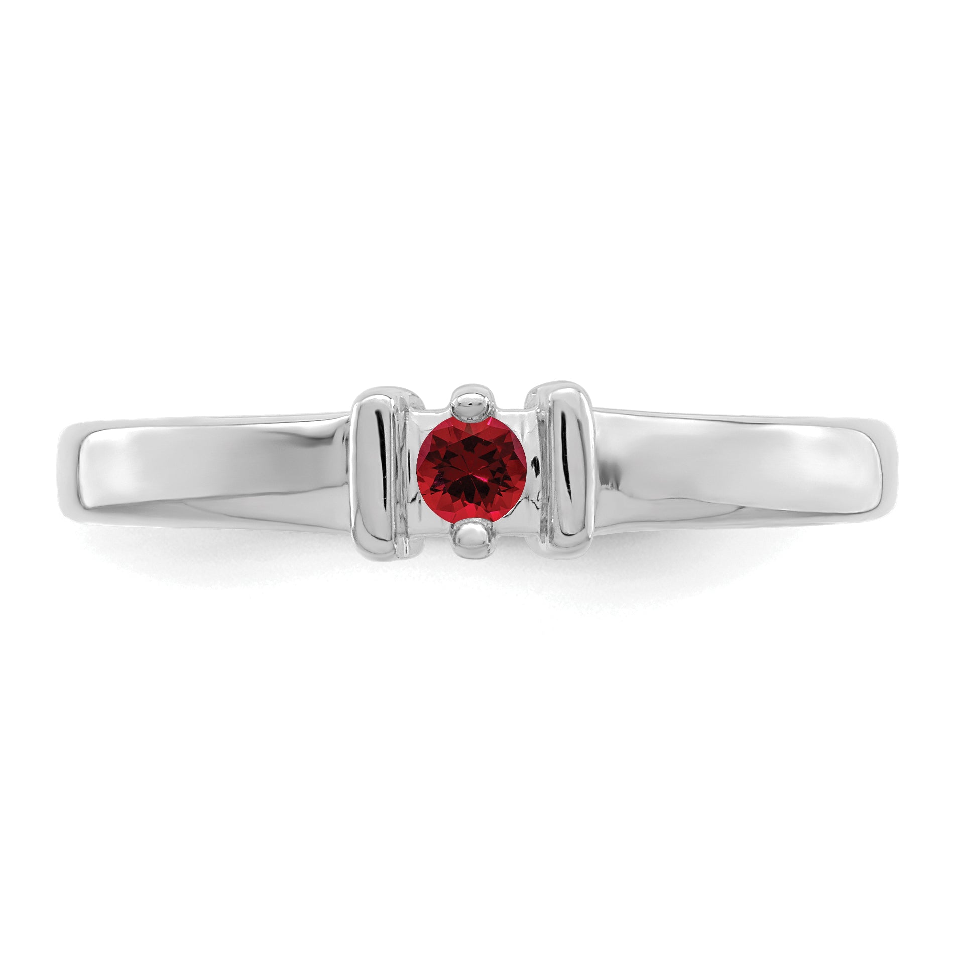 Sterling Silver Rhodium-plated Synthetic 1 Stone Mother's Ring