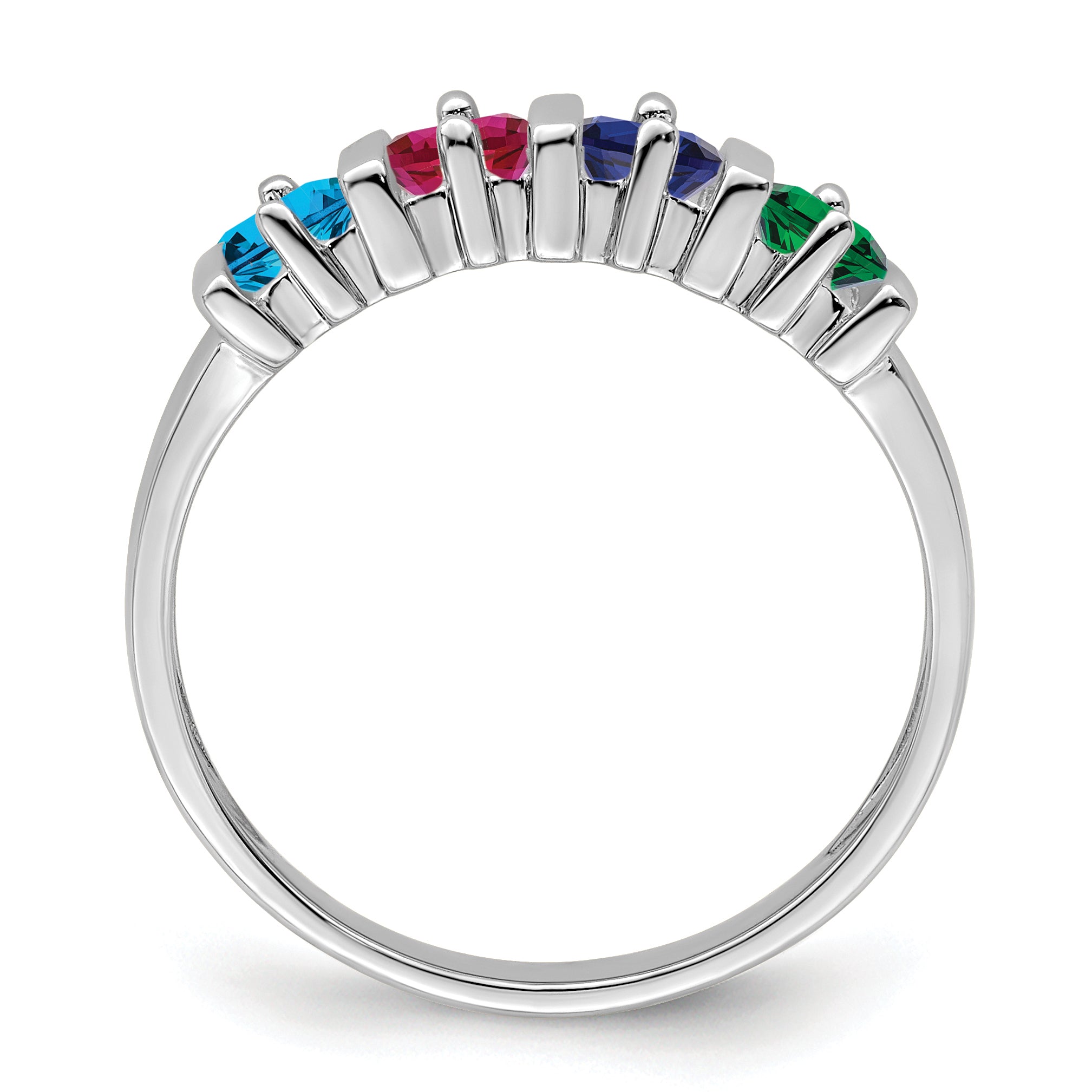 Sterling Silver Rhodium-plated Synthetic 4 Stone Mother's Ring