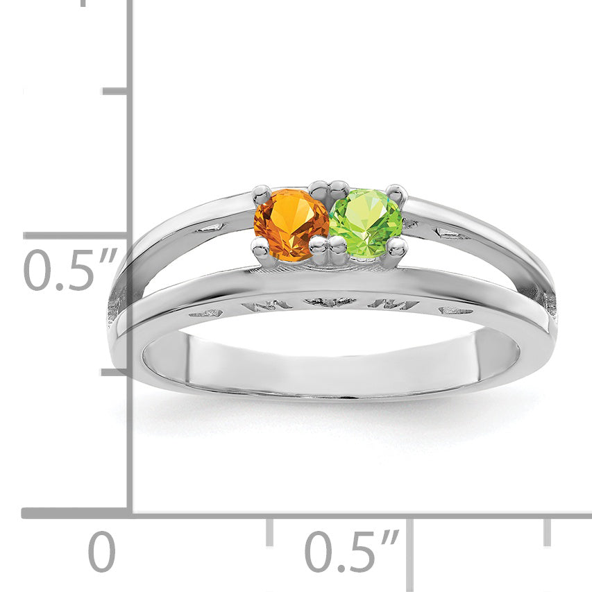 Sterling Silver Rhodium-plated 3mm Synthetic Family Jewelry Ring