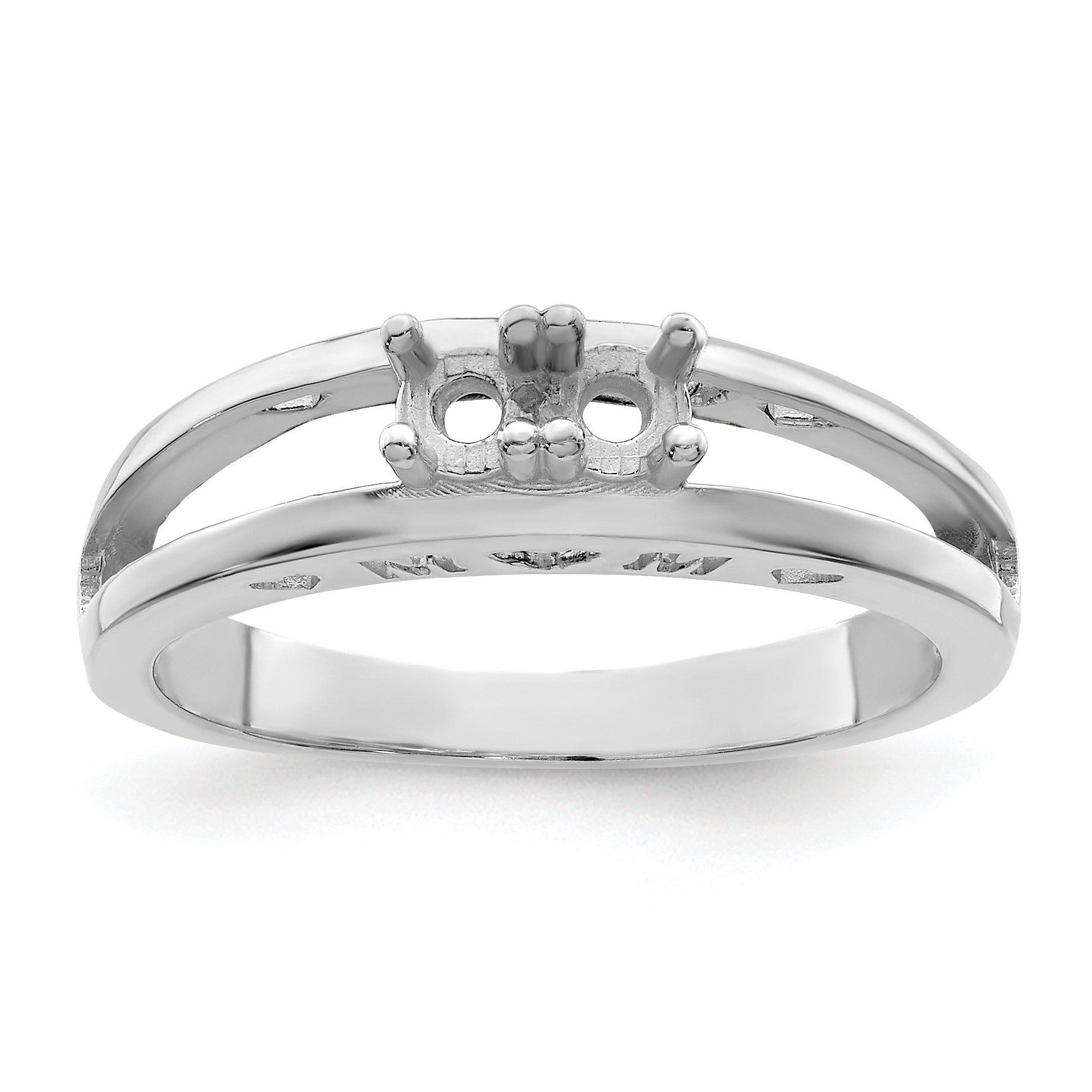 Sterling Silver Rhodium-plated 3mm Synthetic Family Jewelry Ring