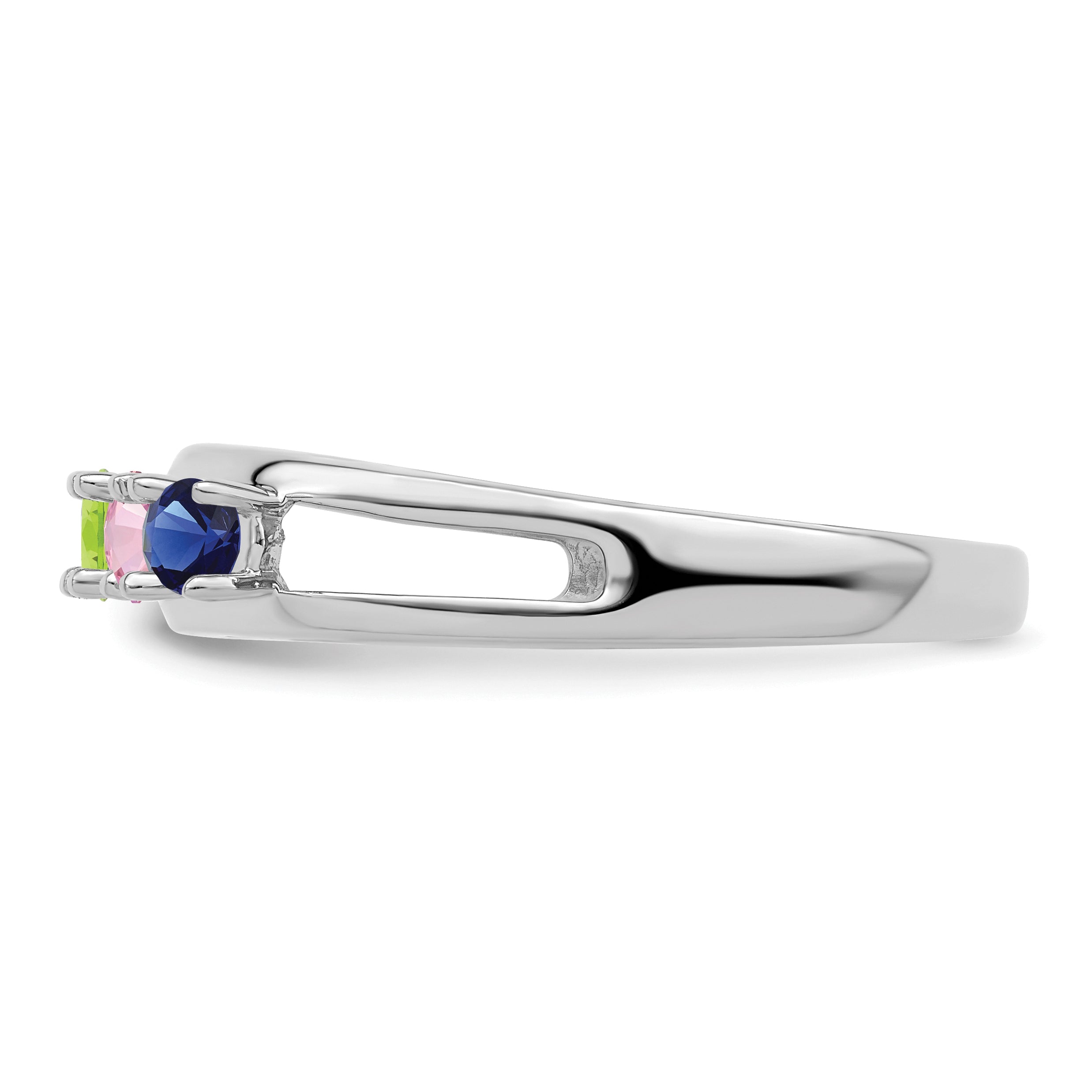Sterling Silver Rhodium-plated 3mm Synthetic Family Jewelry Ring