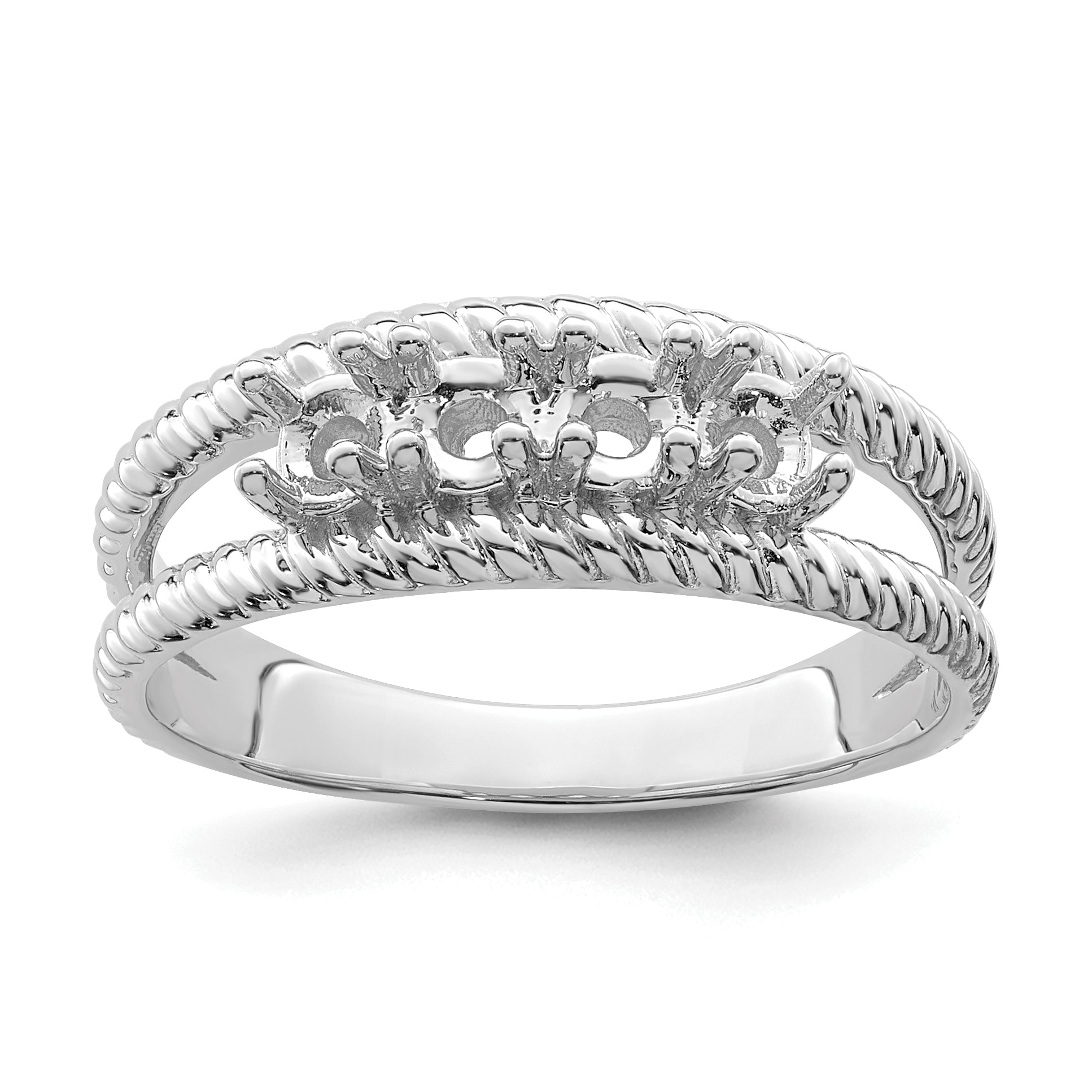 Sterling Silver Rhodium-plated Synthetic 4 Stone Mother's Ring