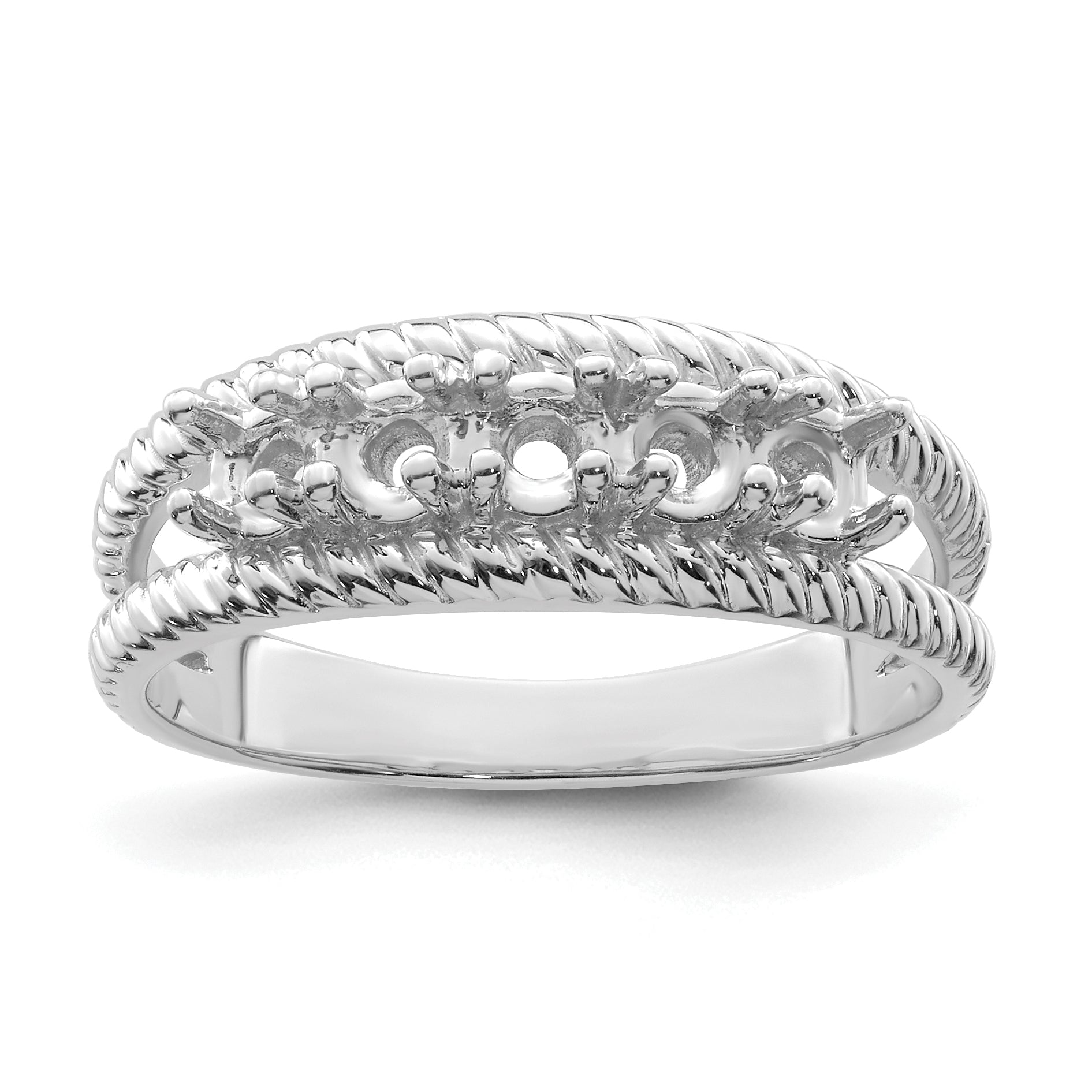 Sterling Silver Rhodium-plated Synthetic 5 Stone Mother's Ring