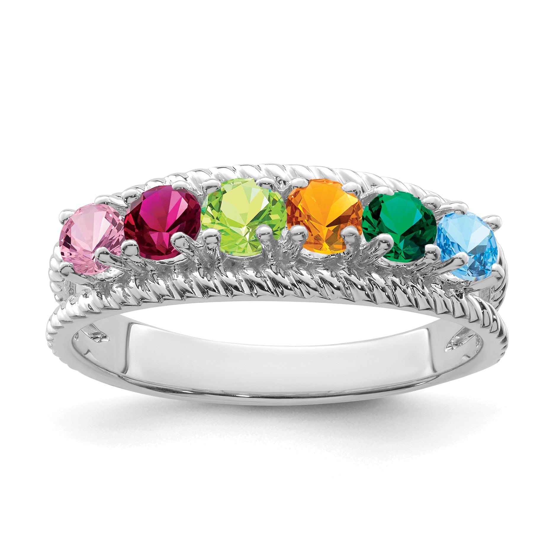 Sterling Silver Rhodium-plated Family Jewelry Ring