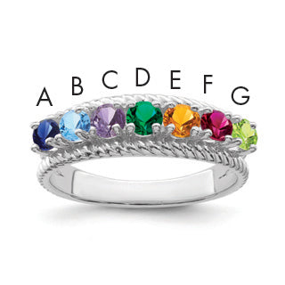 Sterling Silver Rhodium-plated Family Jewelry Ring