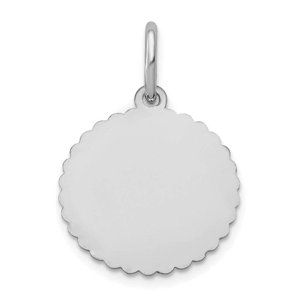 Sterling Silver/Rhodium-plated Scalloped Disc with Name Charm