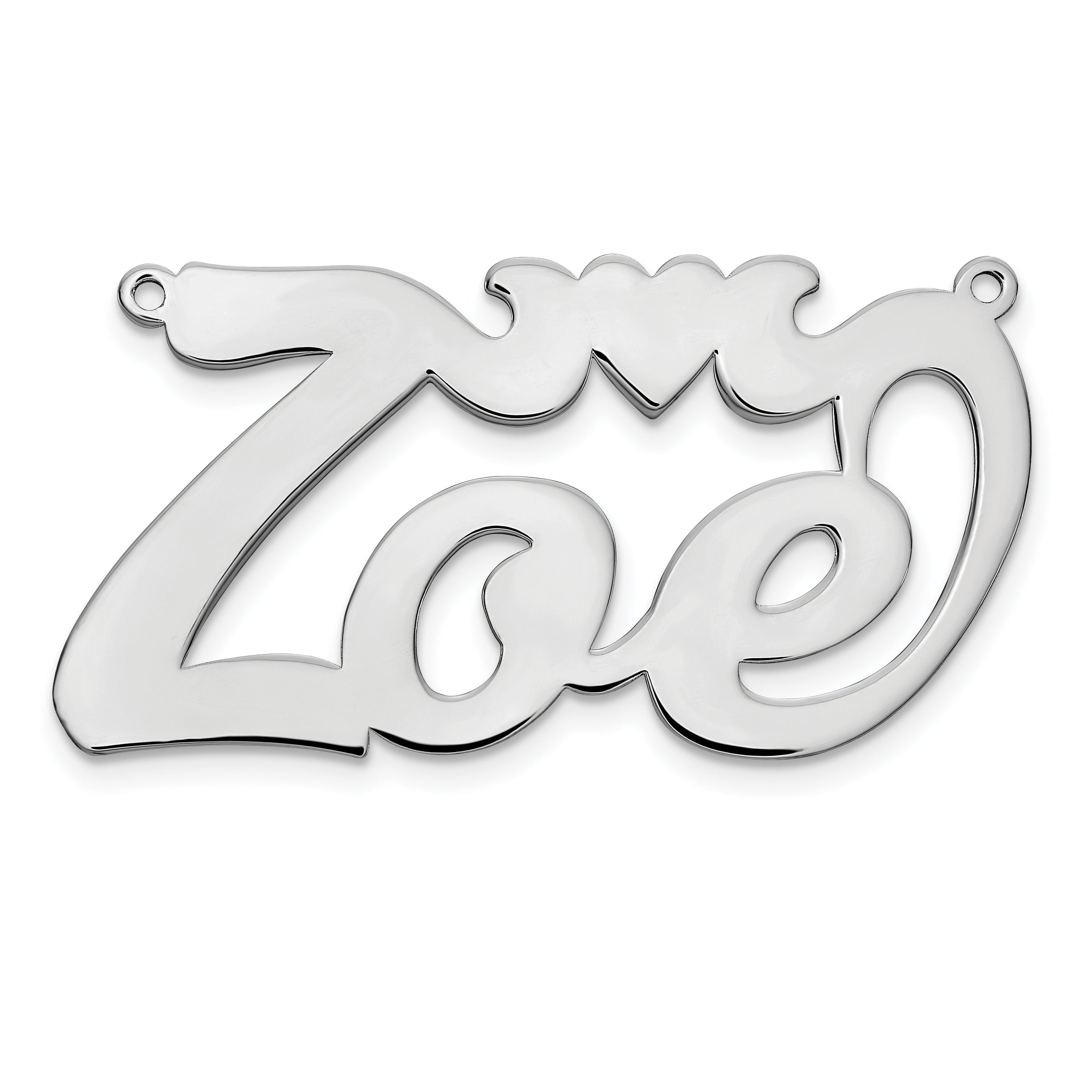 Sterling Silver/Rhodium-plated Polished Heart Name Plate