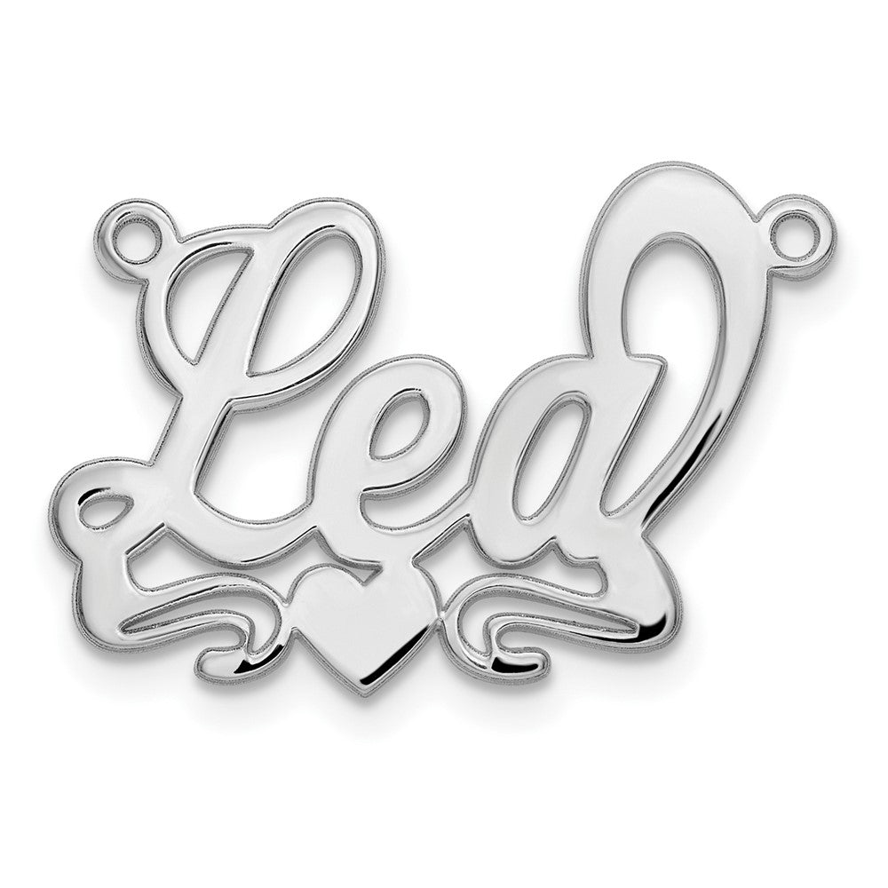 sterling Silver/Rhodium-plated Polished Heart Name Plate