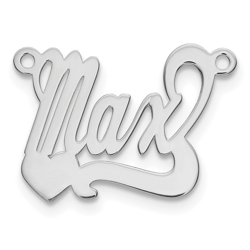 Sterling Silver/Rhodium-plated Polished Heart Name Plate