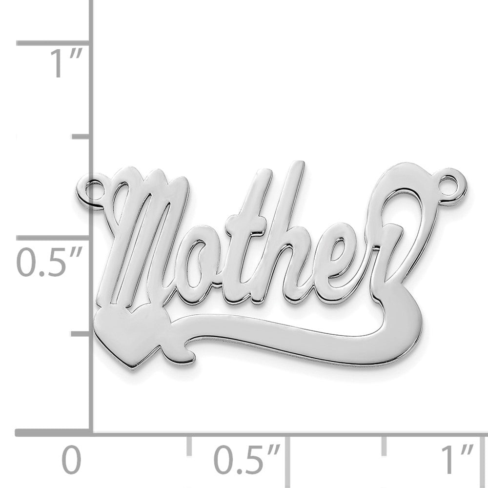 Sterling Silver/Rhodium-plated Polished Heart Name Plate