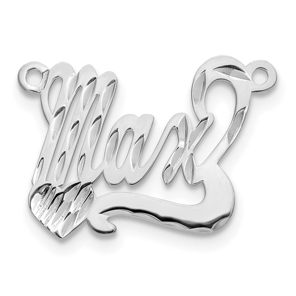 Sterling Silver/Rhodium-plated Diamond-cut Heart Name Plate