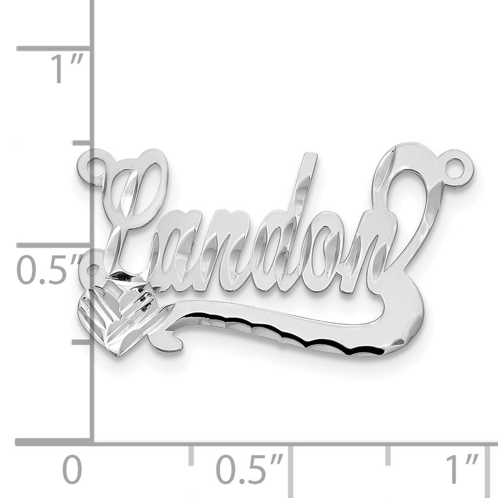 Sterling Silver/Rhodium-plated Diamond-cut Heart Name Plate