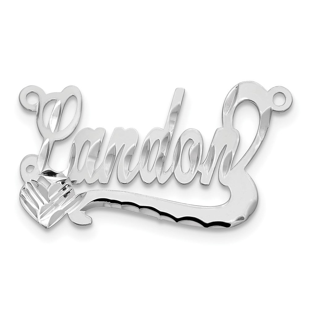 Sterling Silver/Rhodium-plated Diamond-cut Heart Name Plate