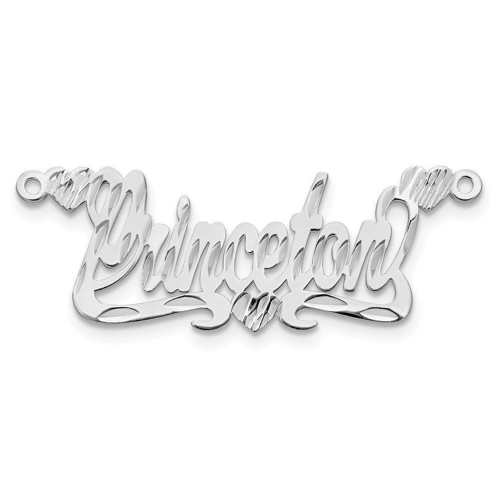 Sterling Silver/Rhodium-plated Diamond-cut Hearts Name Plate