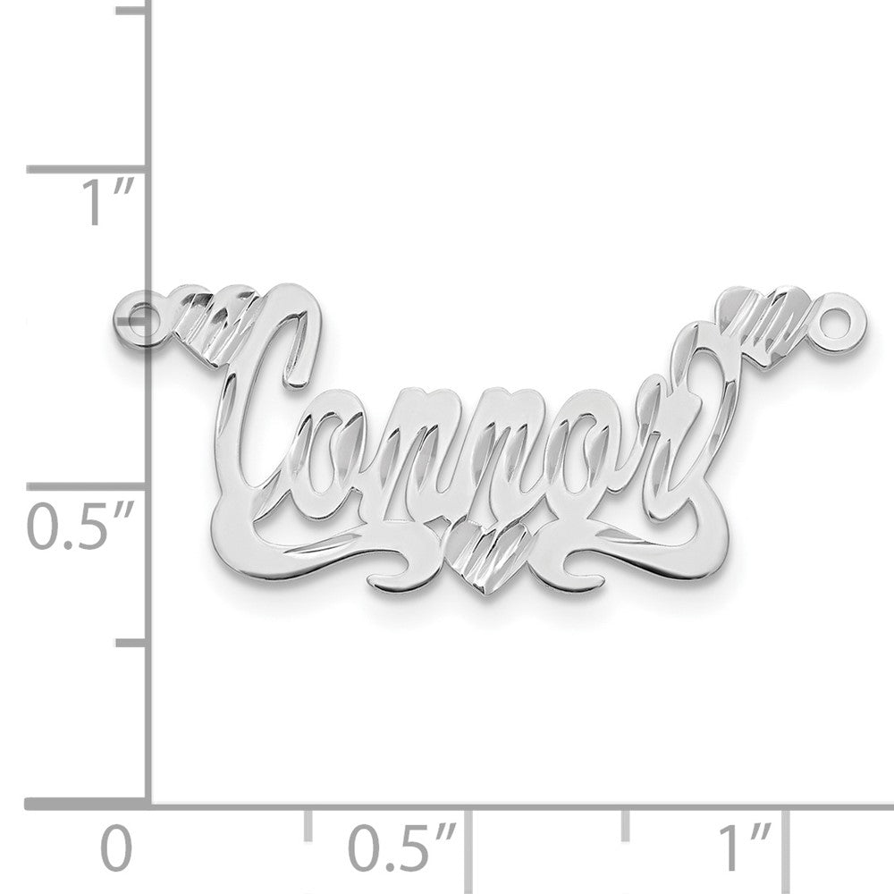 Sterling Silver/Rhodium-plated Diamond-cut Hearts Name Plate