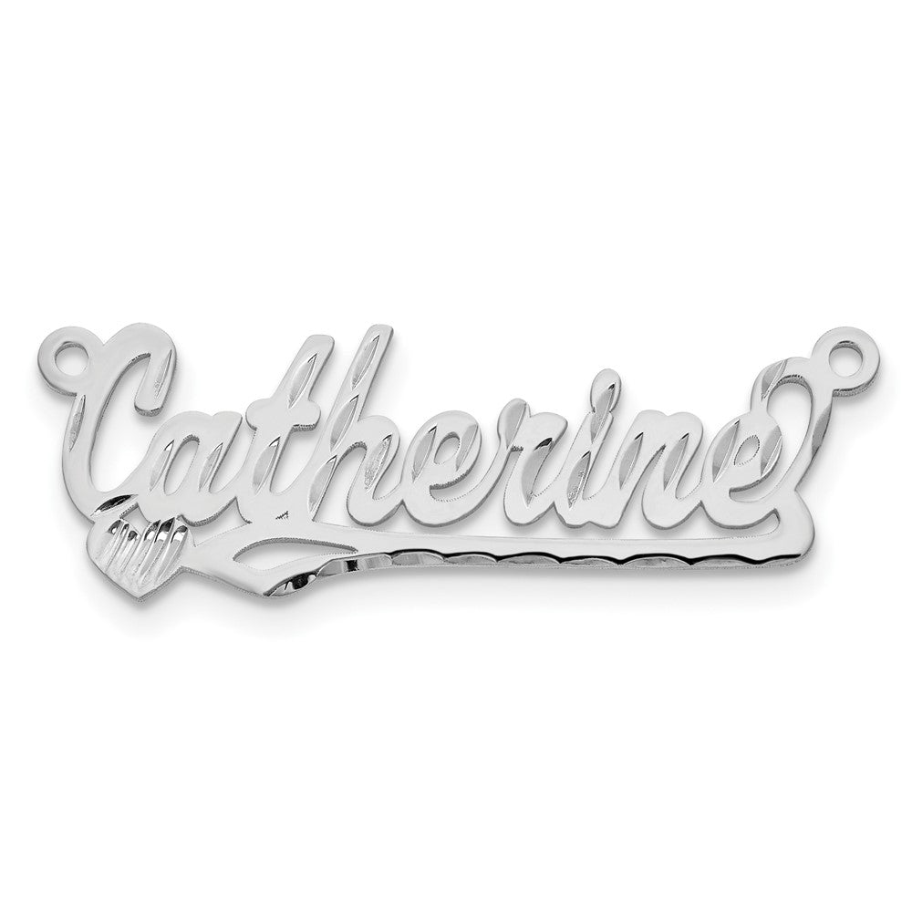 Sterling Silver/Rhodium-plated Diamond-cut Heart Name Plate
